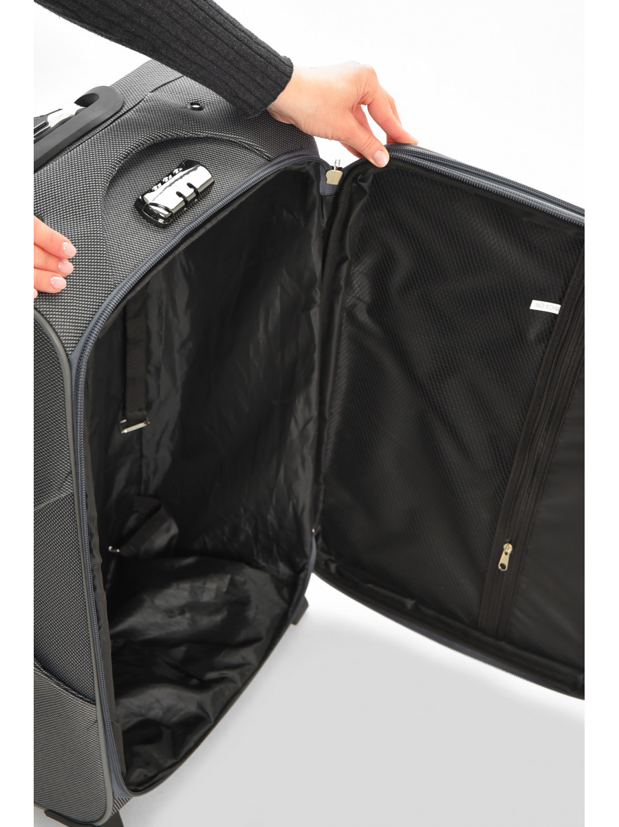 Чемодан дорожный на 2 колесах серого цвета 60л 212161C