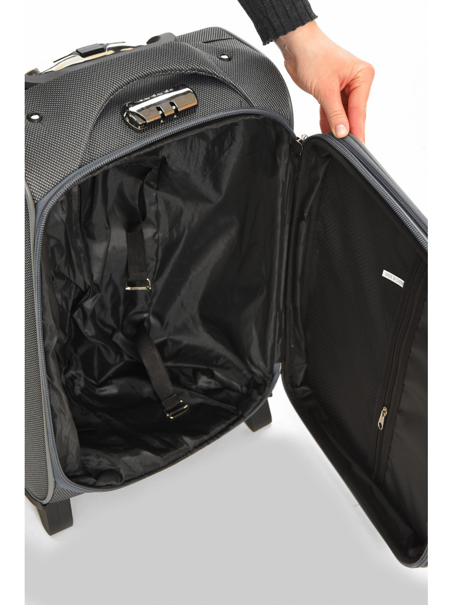 Чемодан дорожный на 2 колесах серого цвета 34л 212162C