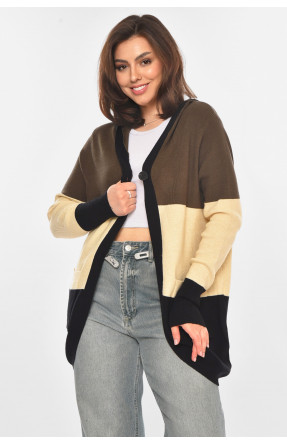 Кардиган женский тёмно-зеленого цвета с принтом 11743 212186C