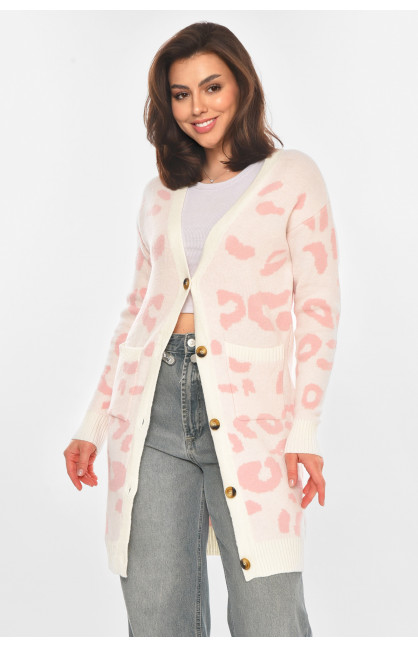 Кардиган женский белого цвета с принтом 11072 212187C