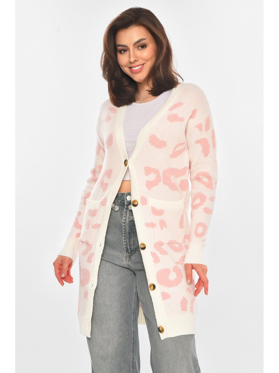 Кардиган женский белого цвета с принтом 11072 212187C