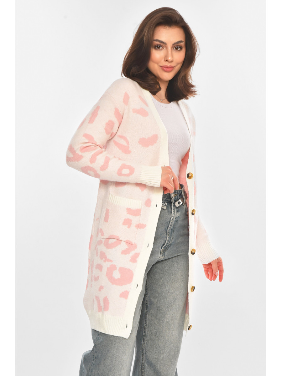 Кардиган женский белого цвета с принтом 11072 212187C
