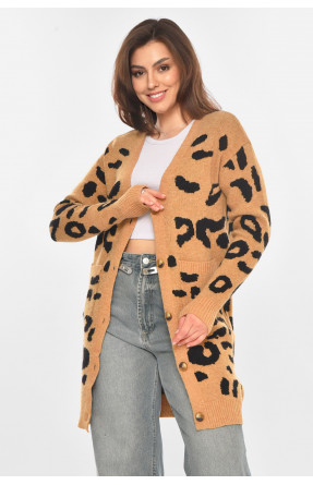 Кардиган женский бежевого цвета с принтом 011872 212188C
