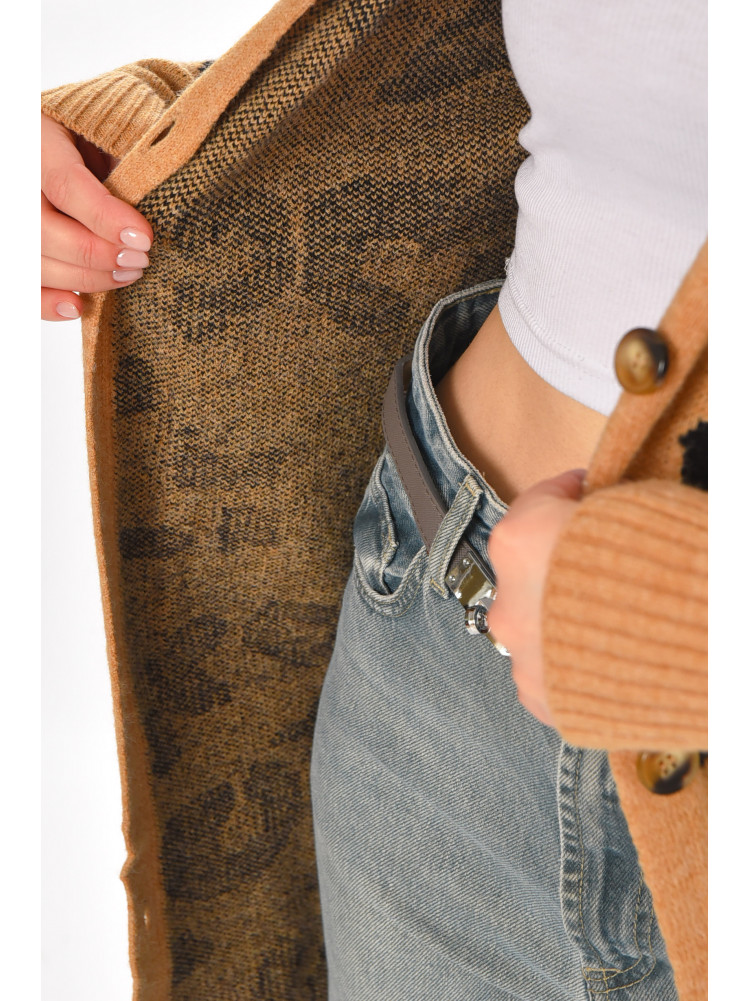 Кардиган женский бежевого цвета с принтом 011872 212188C