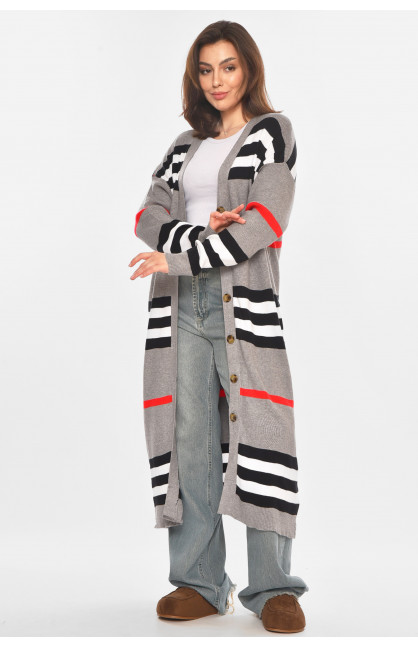 Кардиган женский серого цвета с принтом 11749 212191C