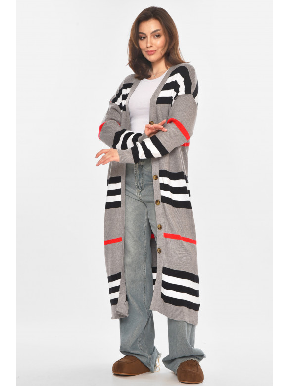 Кардиган женский серого цвета с принтом 11749 212191C