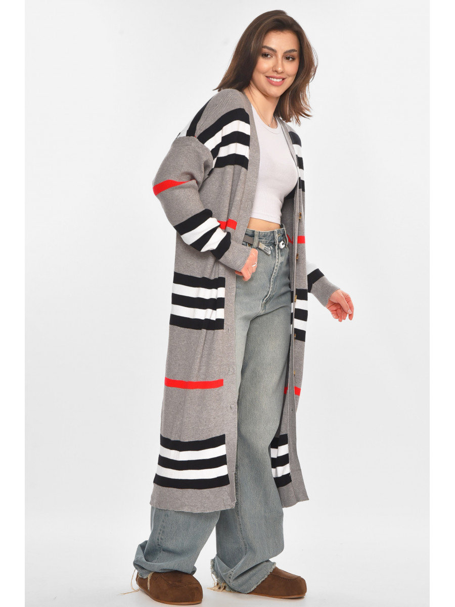 Кардиган женский серого цвета с принтом 11749 212191C