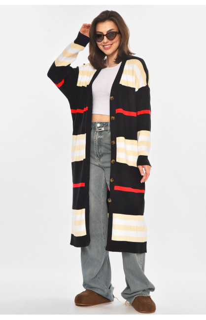 Кардиган жіночий чорного кольору з принтом 11749 212192C