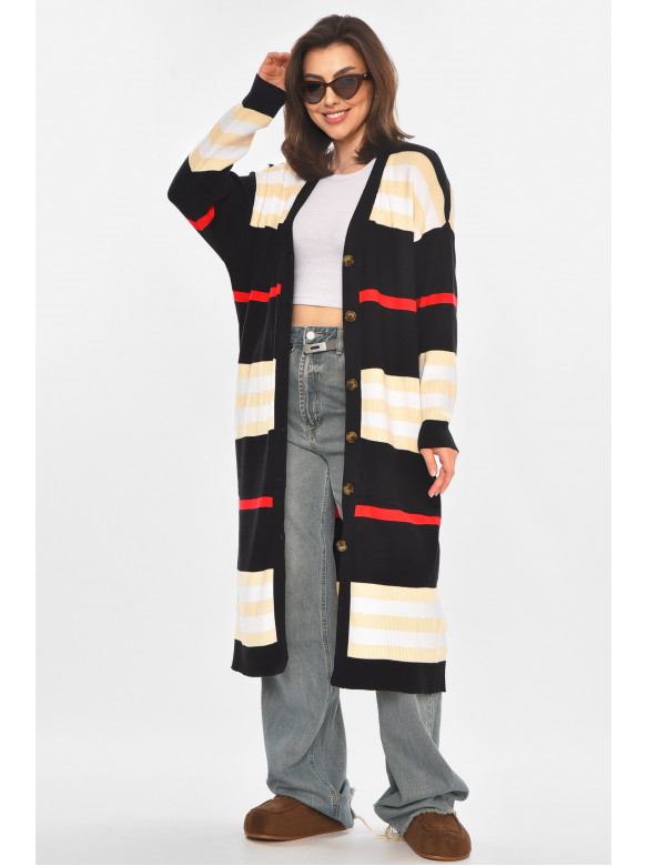 Кардиган жіночий чорного кольору з принтом 11749 212192C