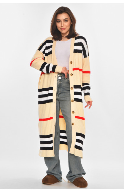 Кардиган жіночий світло-бежевого кольору з принтом 11749 212193C