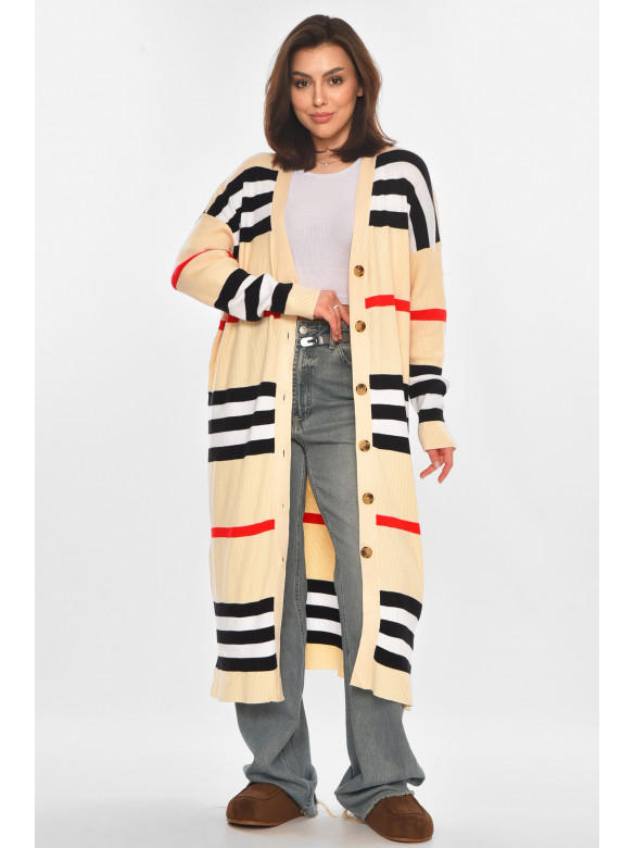 Кардиган жіночий світло-бежевого кольору з принтом 11749 212193C