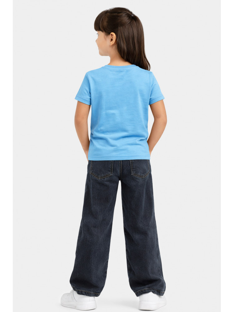 Футболка детская для девочки голубого цвета с принтом 212207C