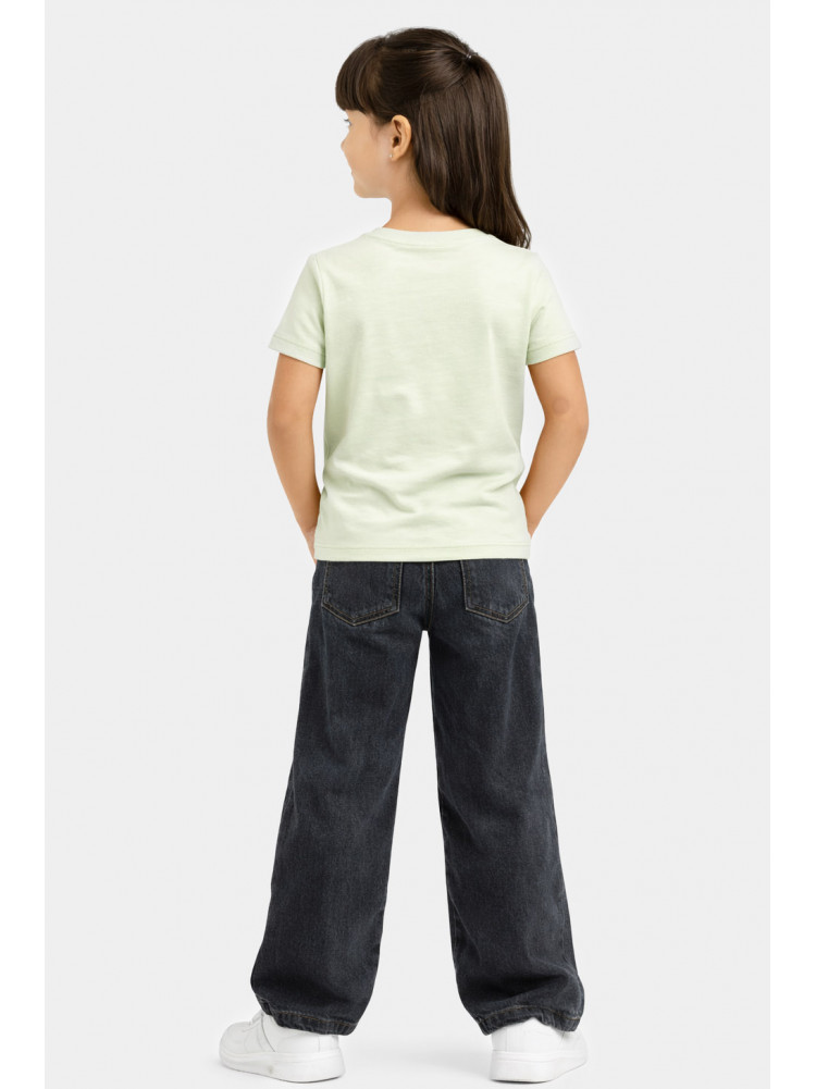 Футболка детская для девочки салатового цвета с принтом 212208C