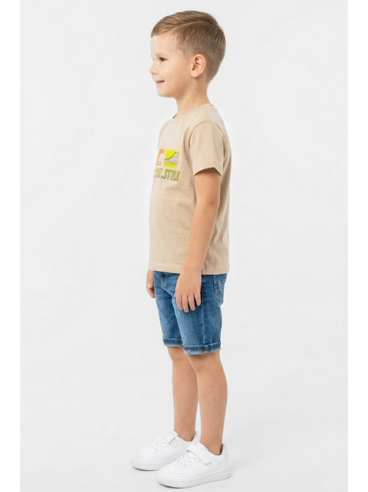Футболка детская для мальчика бежевого цвета с принтом 212210C