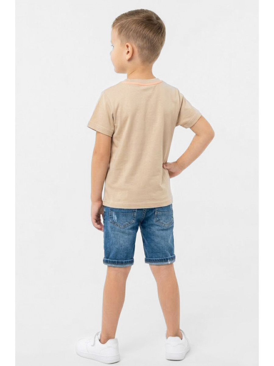Футболка детская для мальчика бежевого цвета с принтом 212210C