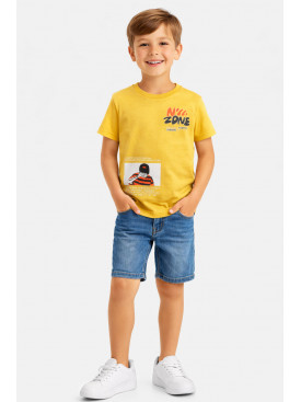 Футболка детская для мальчика желтого цвета с принтом 212212C
