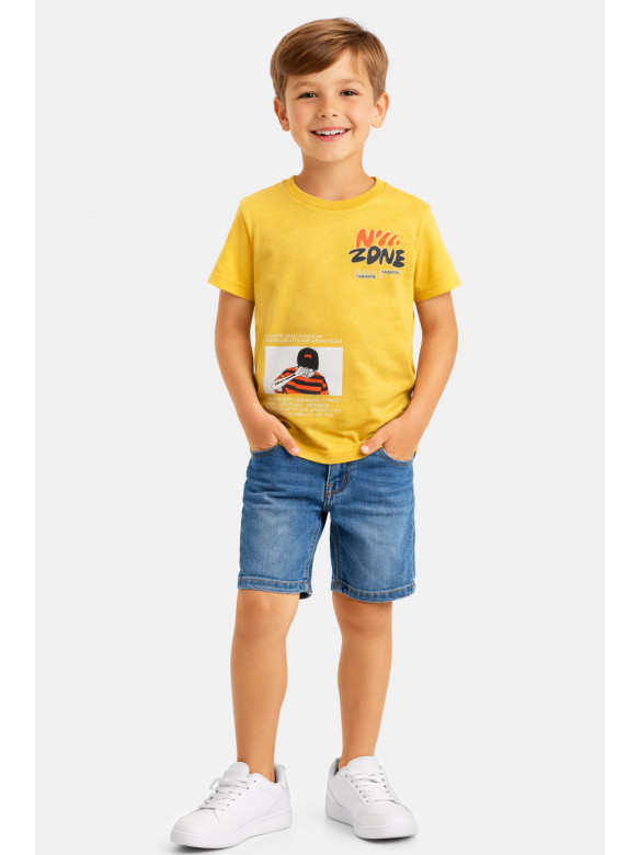 Футболка детская для мальчика желтого цвета с принтом 212212C