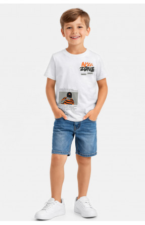 Футболка дитяча для хлопчика білого кольору з принтом 212213C