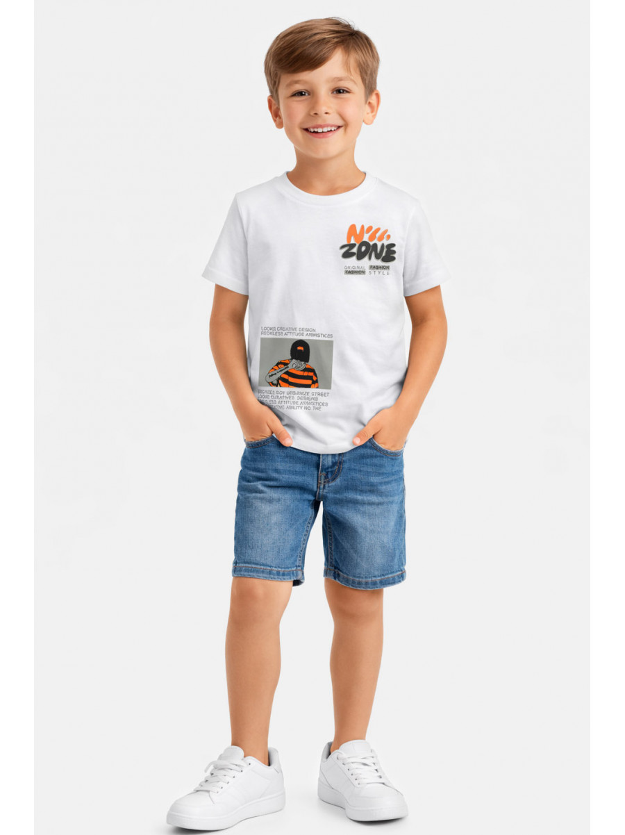 Футболка детская для мальчика белого цвета с принтом 212213C