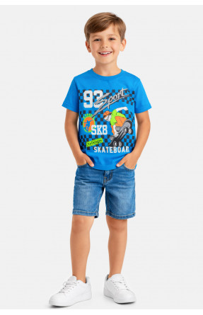 Футболка дитяча для хлопчика синього кольору з принтом 212214C