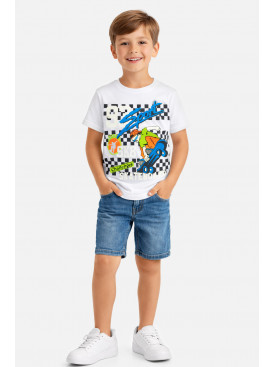 Футболка детская для мальчика белого цвета с принтом 212215C