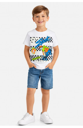 Футболка дитяча для хлопчика білого кольору з принтом 212215C