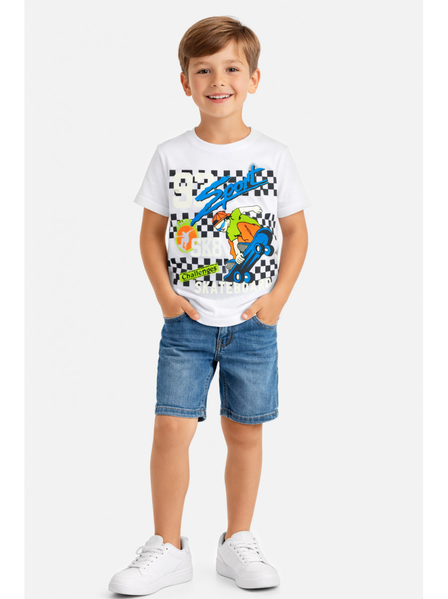 Футболка детская для мальчика белого цвета с принтом 212215C