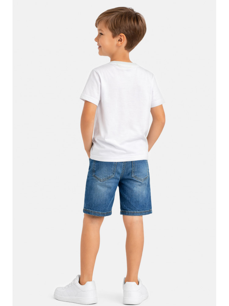 Футболка детская для мальчика белого цвета с принтом 212215C