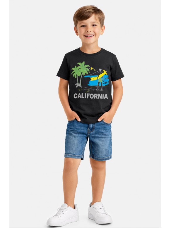 Футболка детская для мальчика черного цвета с принтом 212217C