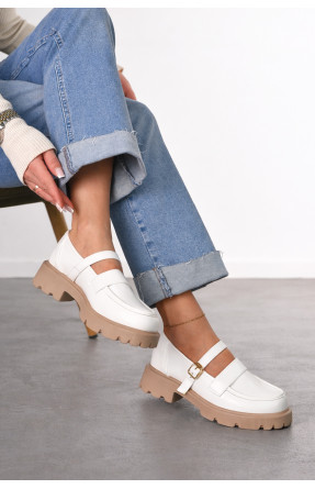 Лоферы женские белого цвета Е232-2 212222C