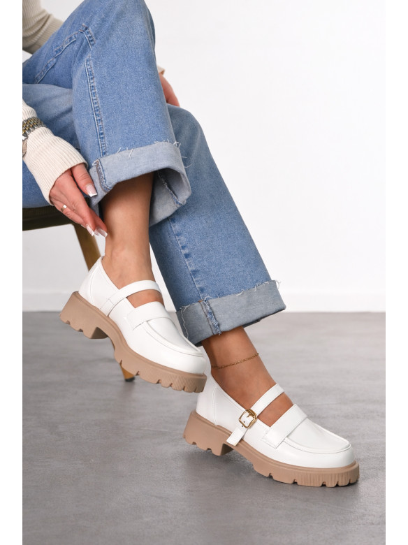 Лоферы женские белого цвета Е232-2 212222C