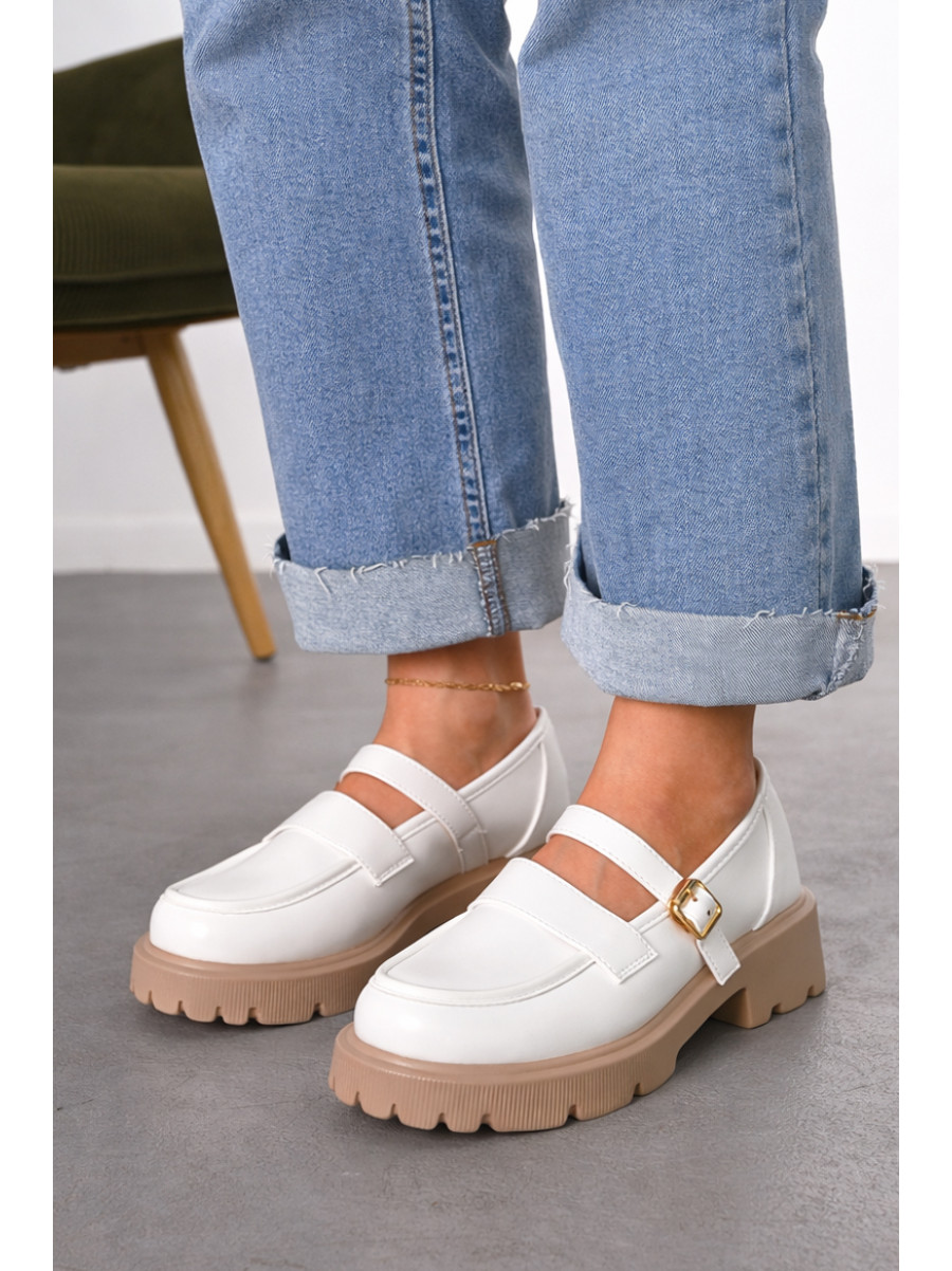 Лоферы женские белого цвета Е232-2 212222C