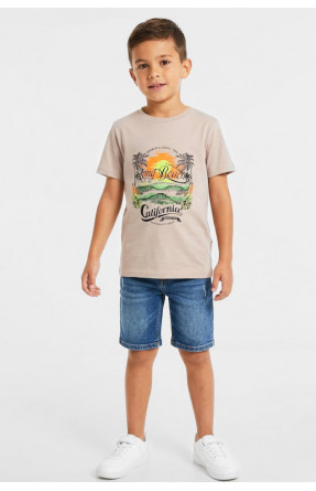 Футболка дитяча для хлопчика бежевого кольору з принтом 212224C