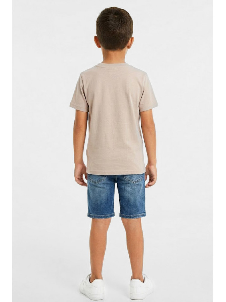 Футболка детская для мальчика бежевого цвета с принтом 212224C