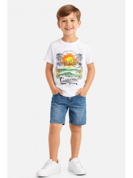 Футболка детская для мальчика белого цвета с принтом 212225C