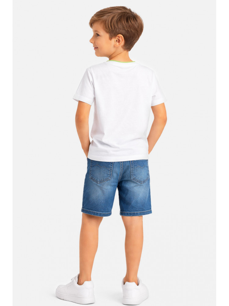 Футболка детская для мальчика белого цвета с принтом 212225C