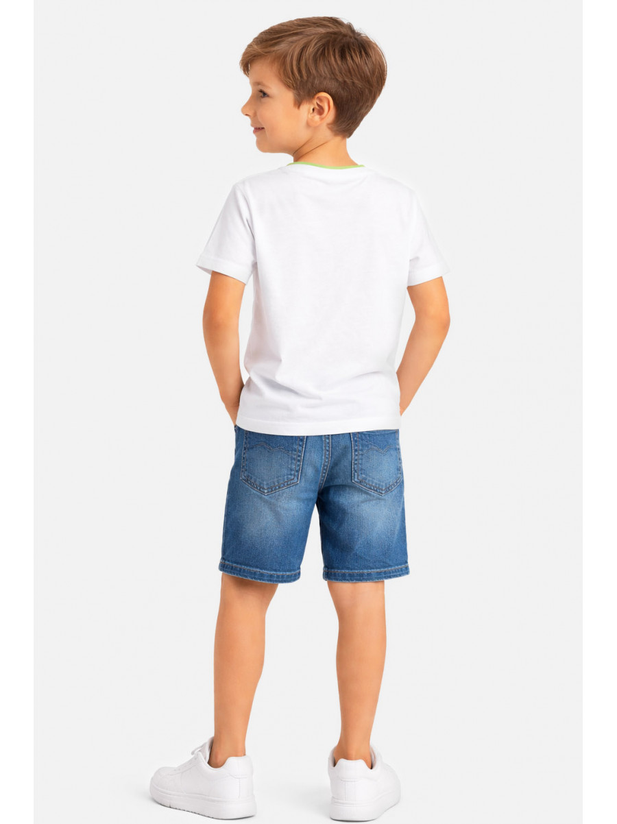 Футболка детская для мальчика белого цвета с принтом 212225C