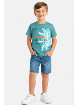 Футболка детская для мальчика зеленого цвета с принтом 212227C