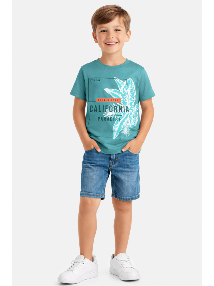 Футболка детская для мальчика зеленого цвета с принтом 212227C