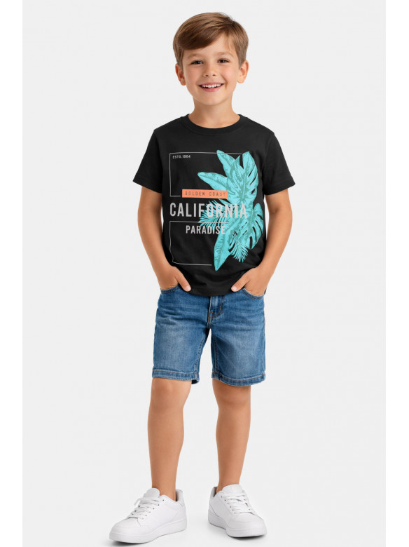 Футболка дитяча для хлопчика чорного кольору з принтом 212228C