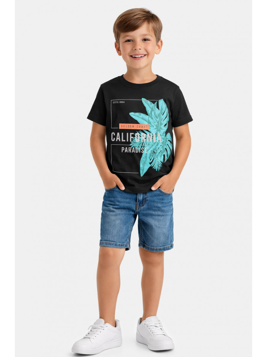 Футболка дитяча для хлопчика чорного кольору з принтом 212228C