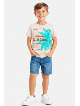 Футболка дитяча для хлопчика бежевого кольору з принтом 212229C