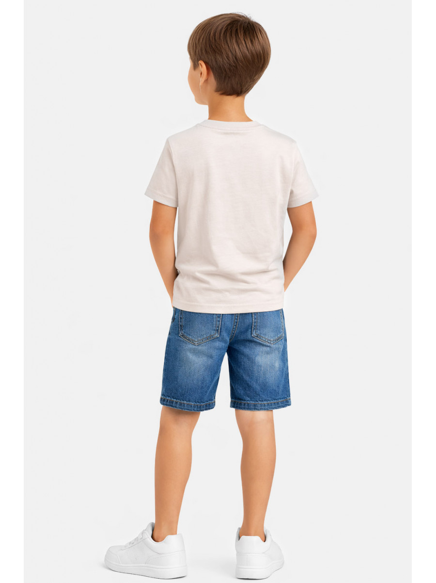 Футболка детская для мальчика бежевого цвета с принтом 212229C