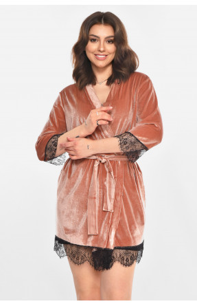 Халат женский велюровый персикового цвета М08/1 212235C Халат женский велюровый персикового цвета М08/1 212235C