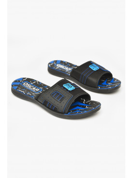 Шльопанці чоловічі чорно-блакитного кольору s-32 212242C Шльопанці чоловічі чорно-блакитного кольору s-32 212242C