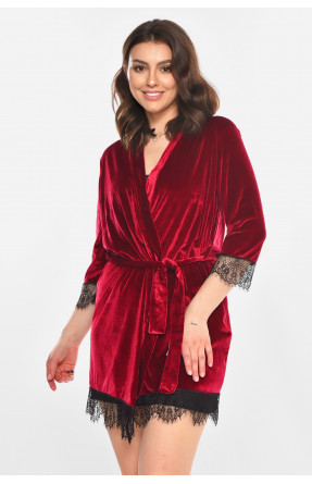 Халат женский велюровый малинового цвета М08/1 212245C Халат женский велюровый малинового цвета М08/1 212245C