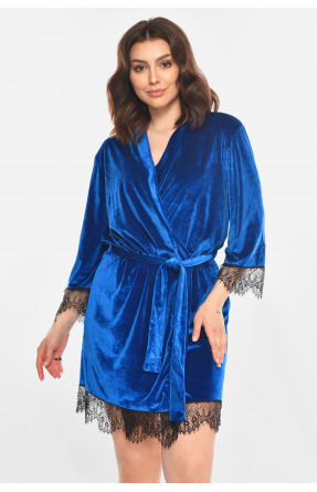 Халат женский велюровый синего цвета М08/1 212246C Халат женский велюровый синего цвета М08/1 212246C