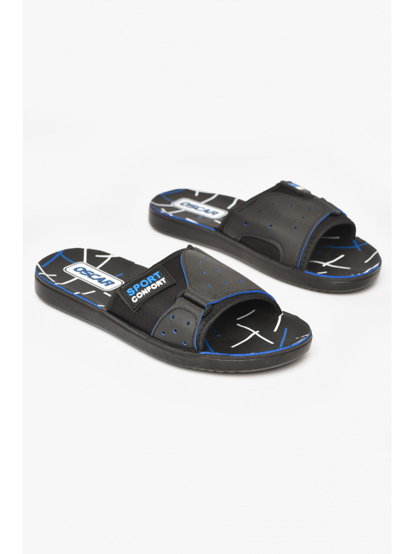 Шлепки мужские черно-синего цвета s- 212248C