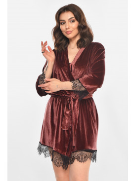 Халат жіночий напівбатальний велюровий шоколадного кольору М08/1 212253C