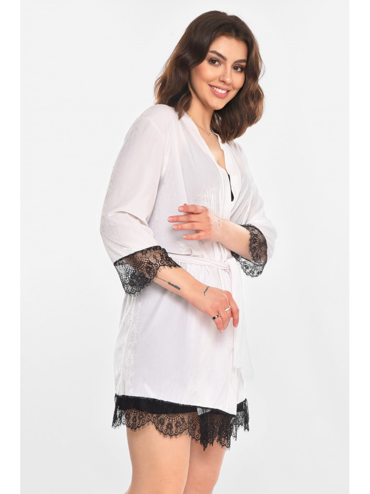 Халат женский велюровый белого цвета М08/1 212255C